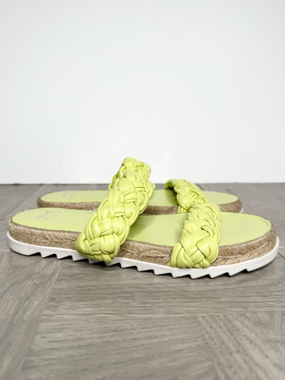 Marc Fisher Jaimee Green Leather Braided Sandal 7 1/2 M